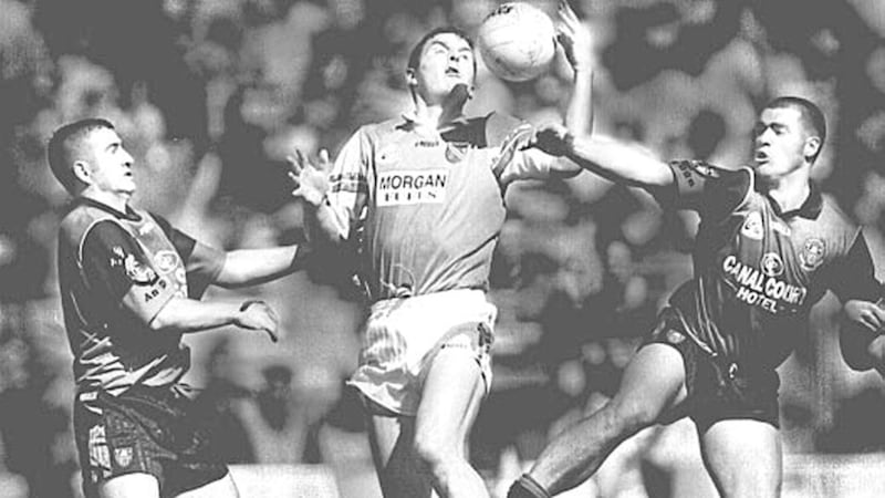 Armagh's Jarlath Burns, seen here in Ulster SFC action against Down, was in superb form against Dublin in the NFL 1996