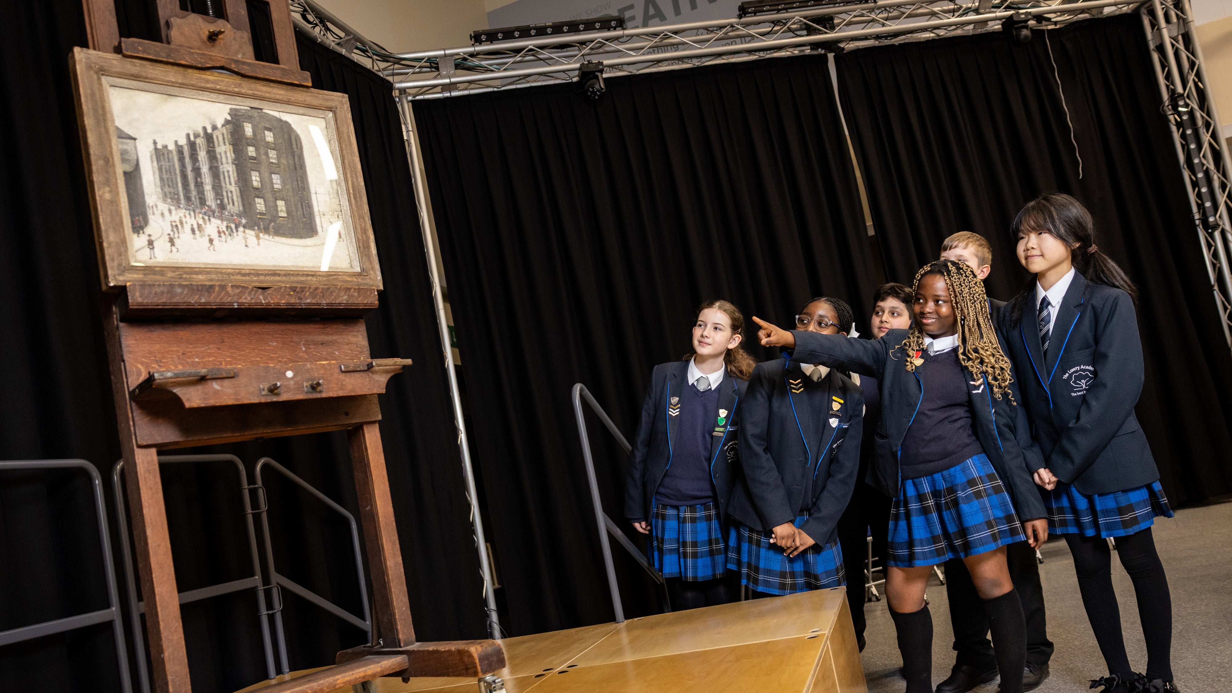 Students at the Lowry Academy unveil LS Lowry’s Dwelling, Ordsall Lane, Salford