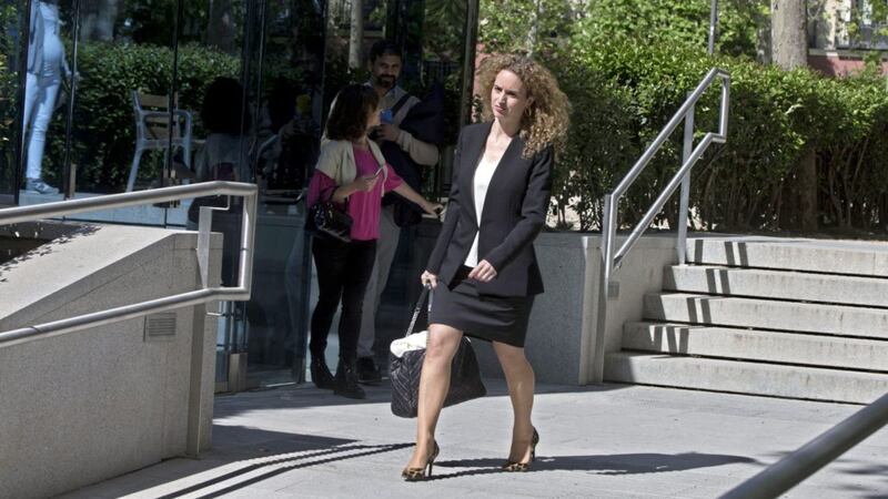 Maite Parejo, lawyer for Amal Hag Hamdo Anfalis, leaves the national court in Madrid, Spain, on Monday. Picture by Paul White, Associated Press 