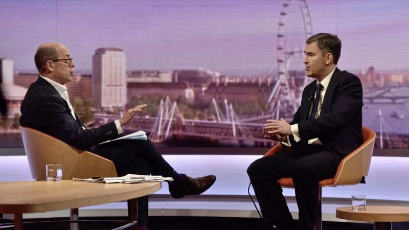 British government justice secretary David Gauke MP talking to Nick Robinson on the BBC&#39;s The Andrew Marr Show 