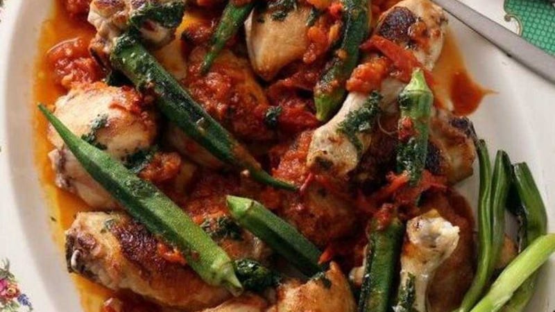 Chicken with Okra and Scallions 