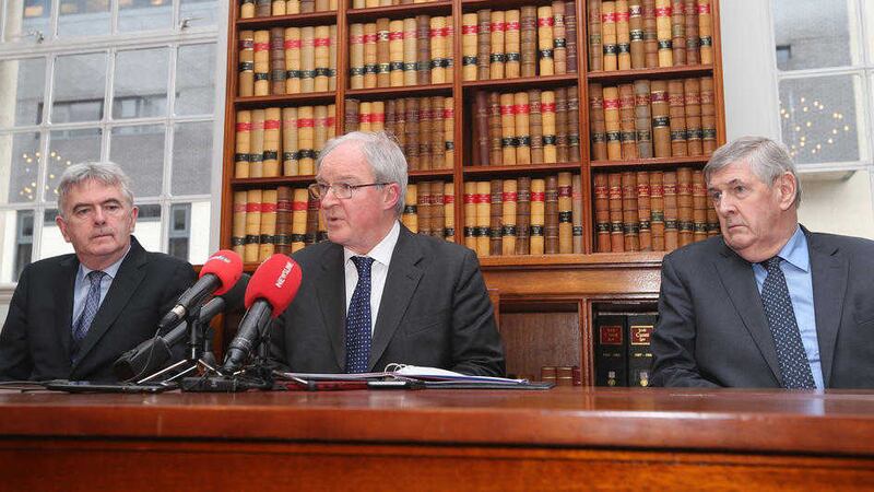 Mr Justice Adrian Colton, Lord Chief Justice Sir Declan Morgan and Lord Justice Reg Weir pictured yesterday. Picture by Hugh Russell 