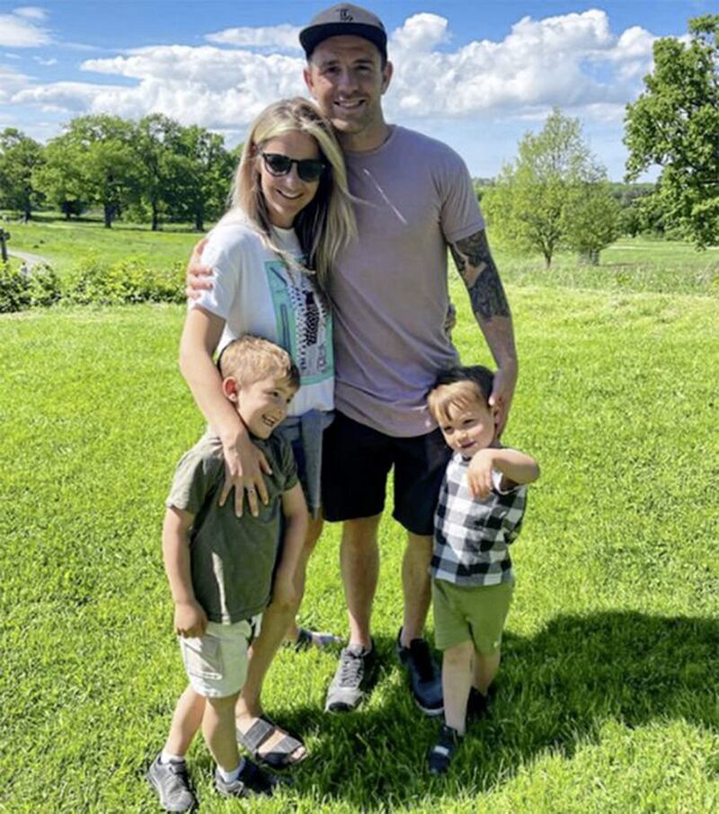 TV presenter Helen Skelton with husband Richie Myler and their sons Louis and Ernie 