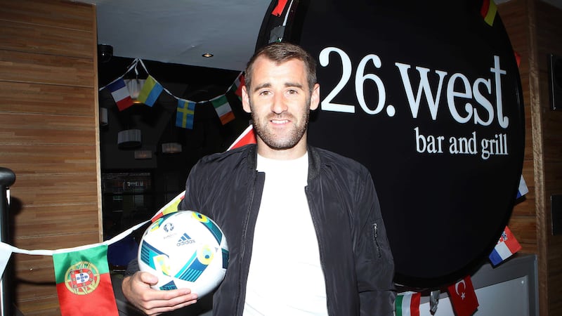 Niall McGinn at his restaurant 26 West Bar and Grill at the Kennedy Centre in west Belfast&nbsp;<br />Picture by Matt Bohill
