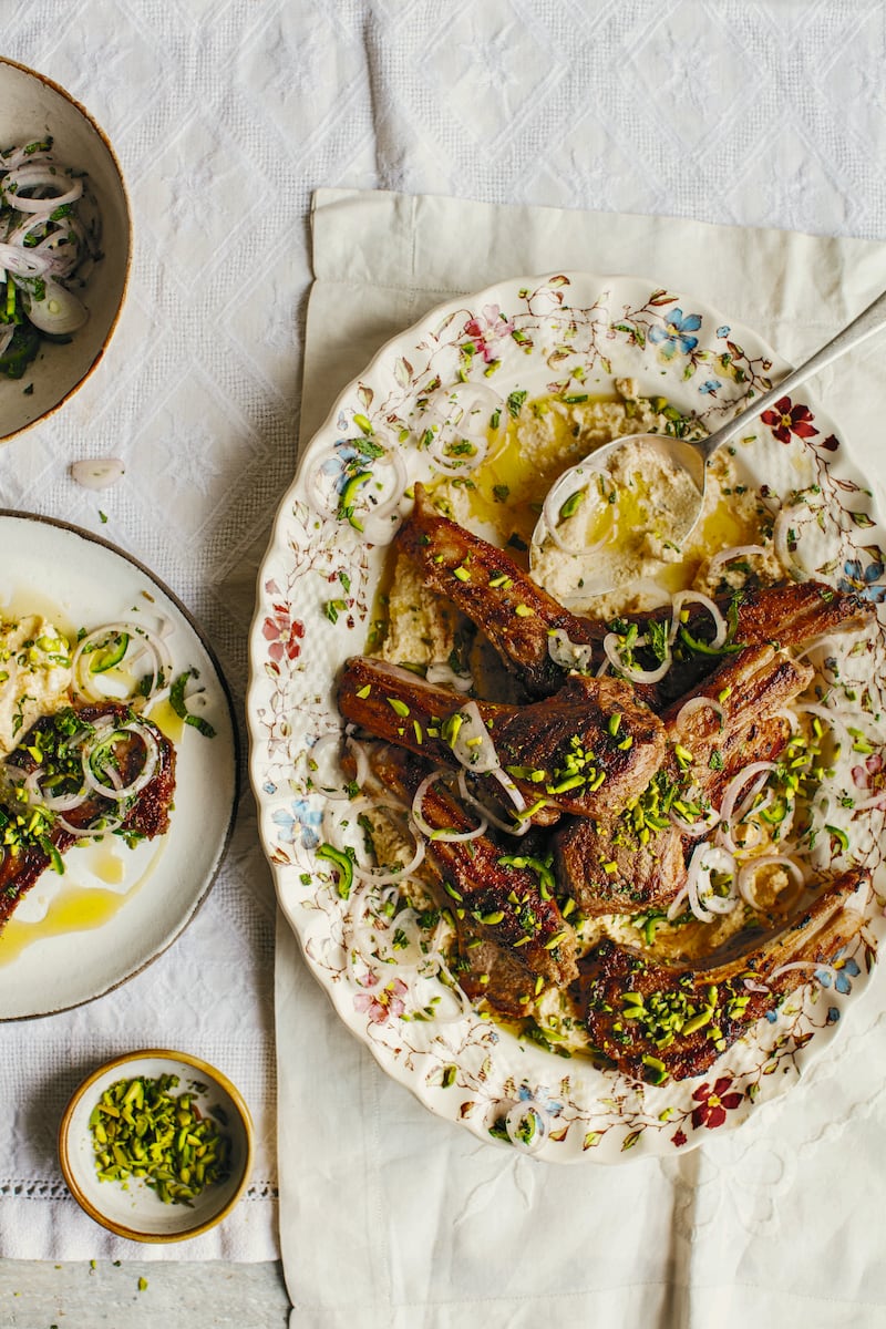 Spiced lamb chops with houmous from Greekish