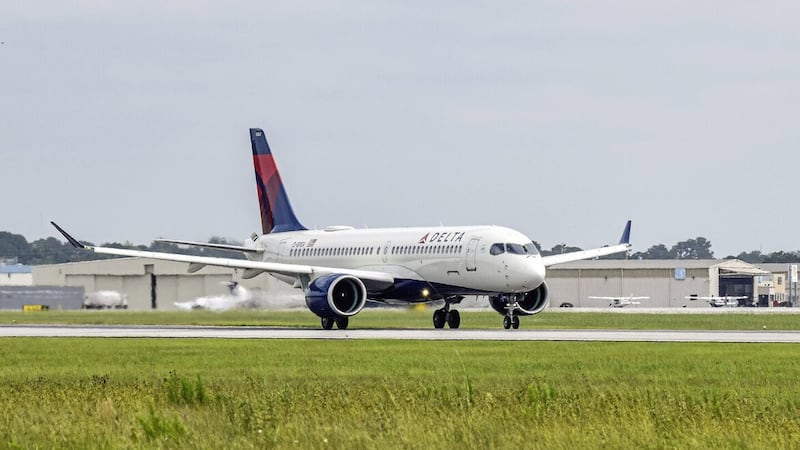 One of Delta&#39;s A220-300 aircraft in action. 