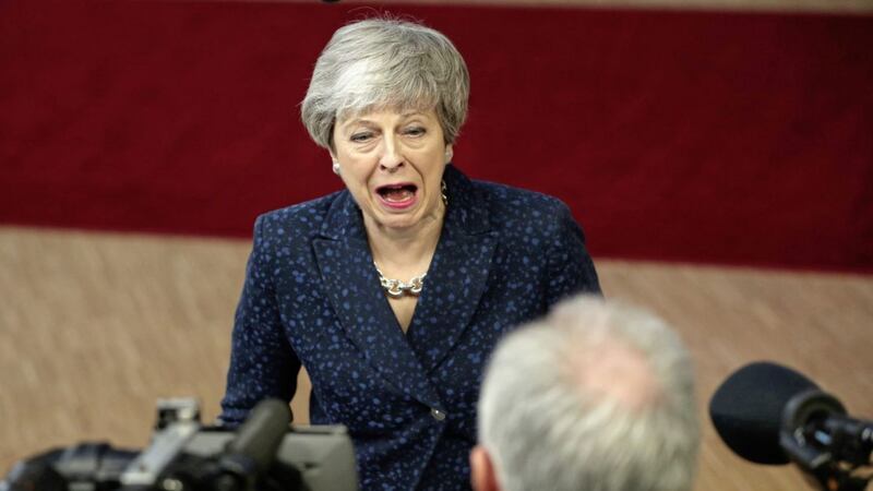 British Prime Minister Theresa May speaks with the media at last week's EU summit in Brussels. Picture by Francisco Seco, Associated Press