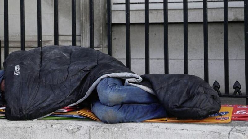 A rough sleeper outside Custom House in Dublin. Last week, a Dublin father explained how he, his wife and three children have to ring up every evening to see where they can stay for the night. During the day they walk the streets of the city with nowhere to go
