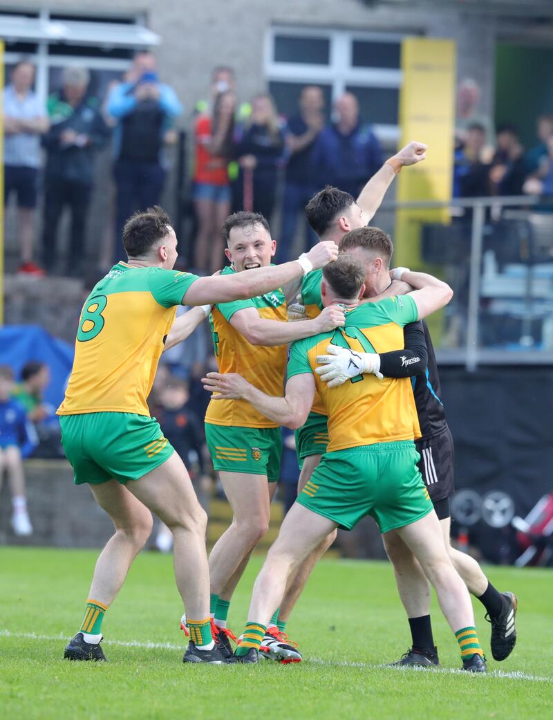 Donegal's players at the end of the Ulster GAA Football Senior Championship Final between Armagh and Donegal at St Tiernach's  Park, Clones on 05-12-2024.Pic Philip Walsh