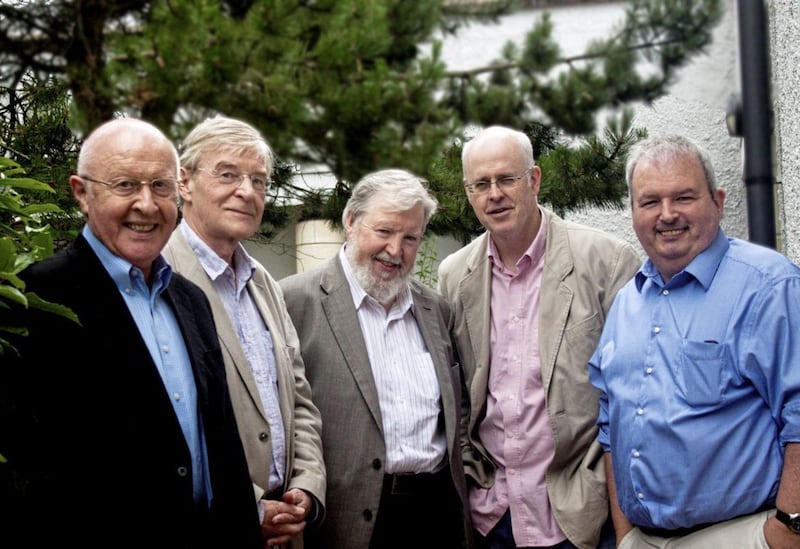 Lost Lives authors Brian Feeney, David McVea, David McKittrick, Chris Thornton and Seamus Kelters 