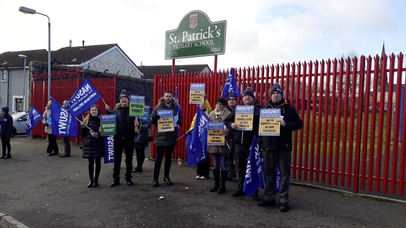 Members of the NASUWT striking at St Patrick&#39;s PS 