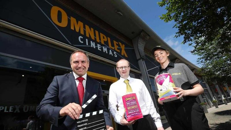 Pictured at the official launch this weekend are Chris Nelmes, centre manager at The OUTLET, Simon Smyth, general manager of Omniplex Banbridge and Aoife Weir who secured one of the brand new jobs at the new Omniplex location.  