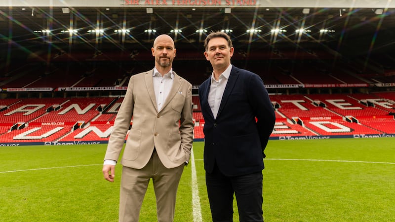 Erik ten Hag, left, says he will miss the support of departed Manchester United football director John Murtough