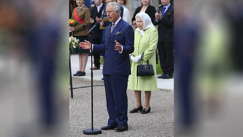 The Prince of Wales speaks before Queen Elizabeth II lights a beacon at Windsor Castle in Berkshire, as she celebrates her 90th birthday. Picture by Jonathan Brady/PA Wire&nbsp;