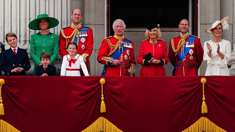 The royal family on the King’s official birthday (Victoria Jones/PA)