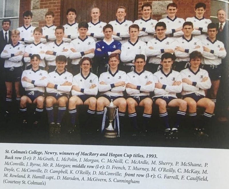 Proud MacRory Cup winners St Colman&#39;s in 1993. Diarmaid Marsden is third from the right, front row Picture: Courtesy of St Colman&#39;s College 