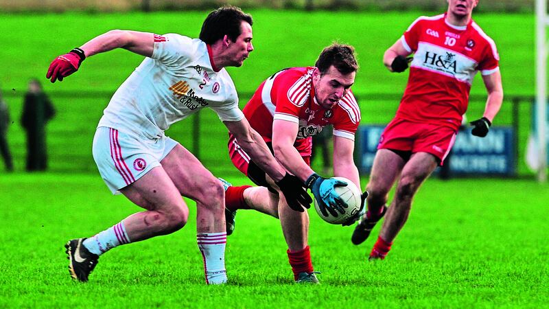 FAMILIAR FOES: Aidan McCrory and Ryan Bell will line out for Tyrone and Derry respectively in tonight&rsquo;s Dr McKenna Cup final at the Athletic Grounds in Armagh. Picture: Margaret McLaughlin