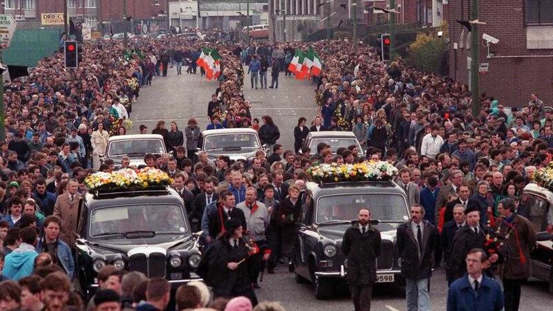 The funeral in west Belfast of IRA members Mairead Farrell, Sean Savage and Danny McCann, who were killed in Gibraltar in 1988. Picture by Pacemaker