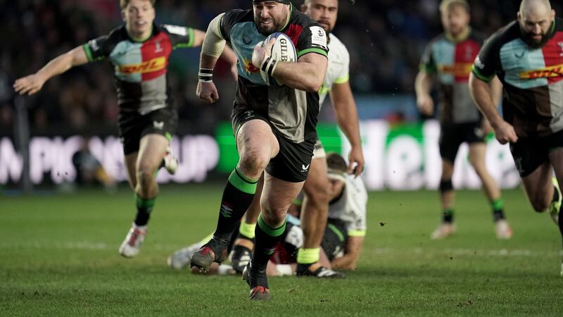 Prop Will Collier in action for Harlequins