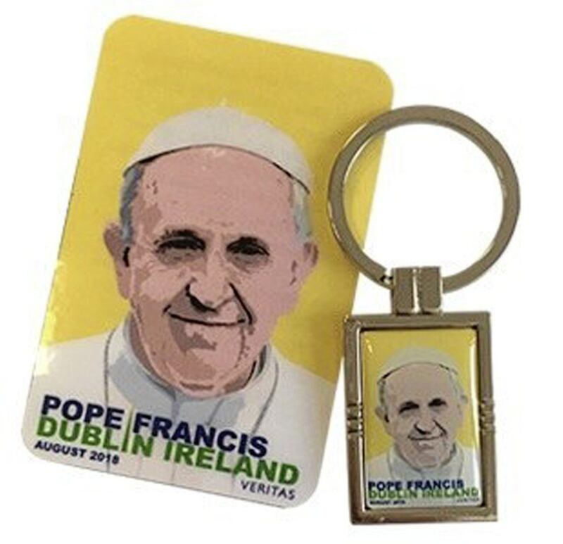 A range of products released to commemorate Pope Francis' visit to Ireland at the end of the month, includes a magnet