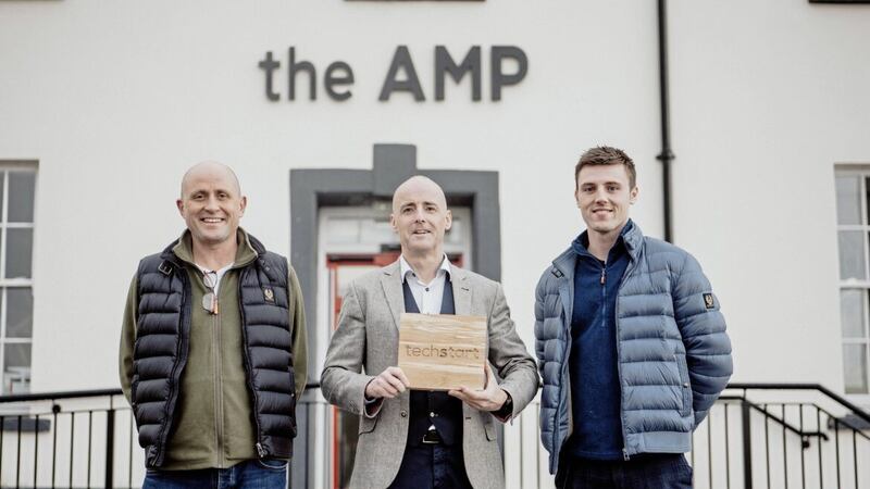 AMP founder Ryan Williams (centre) with Jamie Andrews, partner at Techstart Ventures and Josh Corry, investment analyst at Techstart Ventures 