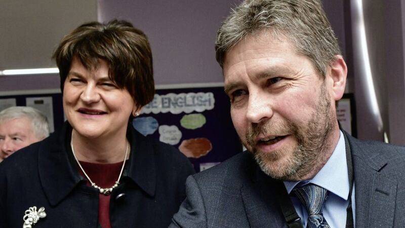 QIH director Kevin Lunney and First Minster Arlene Foster at the launch of the partnership between QIH and St Aidan&#39;s in Derrylin. Picture by Colm Lenaghan/Pacemaker 