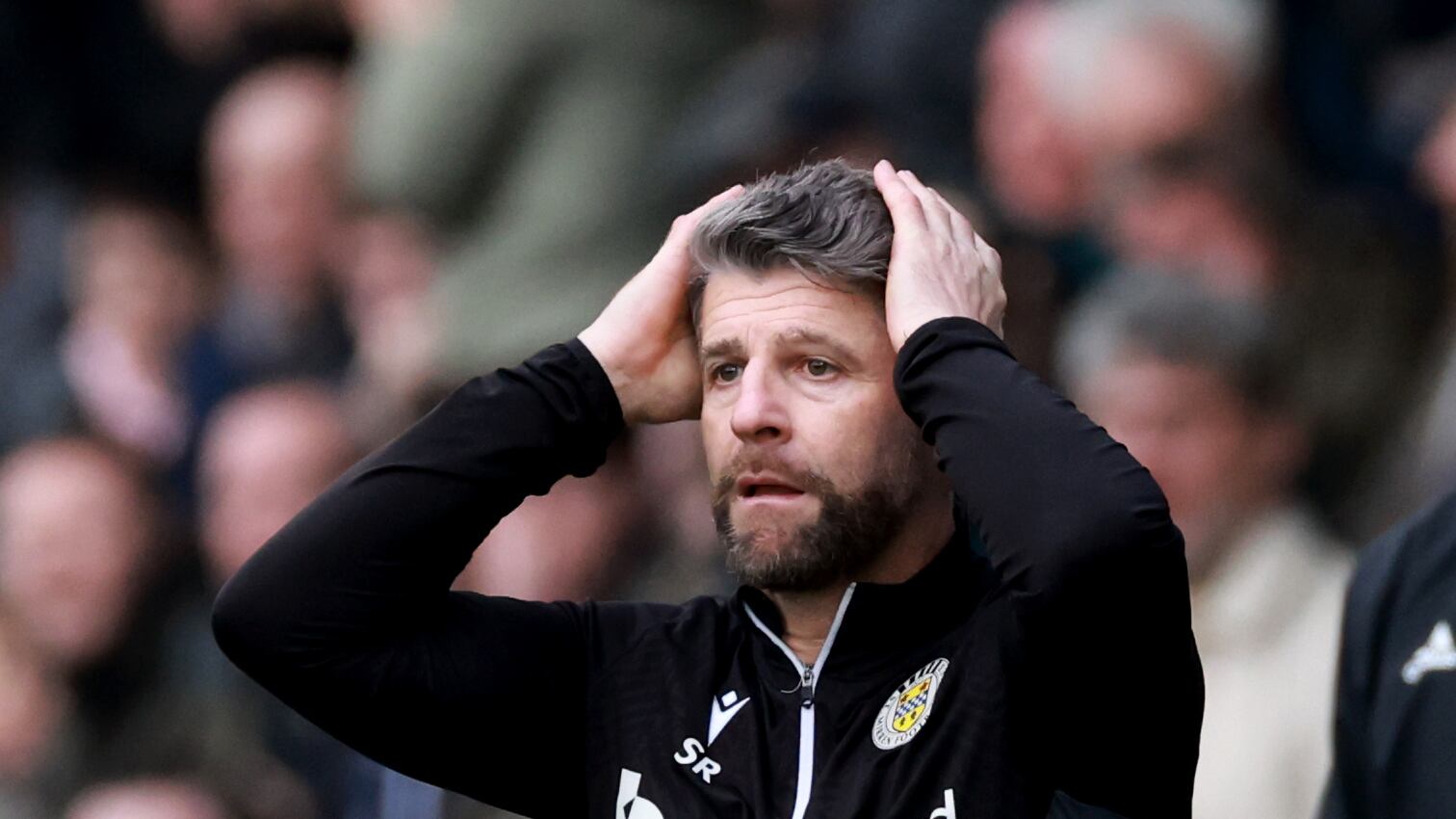 St Mirren manager Stephen Robinson reacts after his side missed a chance during the cinch Premiership match at the Simple Digital Arena, Paisley. Picture date: Saturday March 2, 2024.