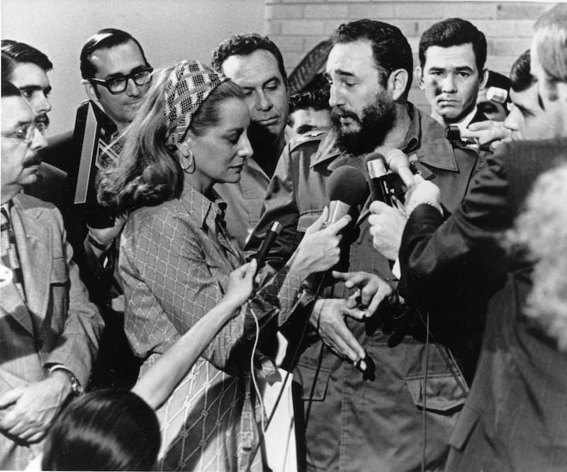 Cuban Prime Minister Fidel Castro, centre right, responds to a question from American NBC reporter Barbara Walters