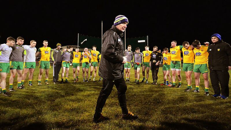 Declan Bonner was denied the chance to run the rule over his squad with the postponement of the clash with Monaghan Picture by Michael O'Donnell
