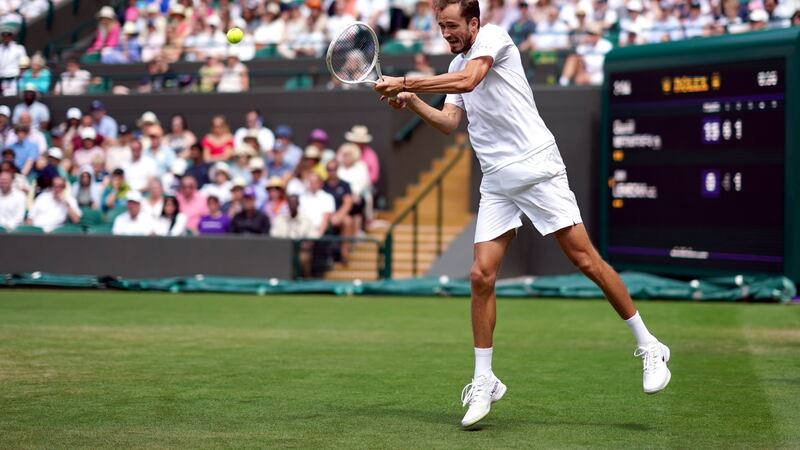 Daniil Medvedev in action against Jiri Lehecka (not pictured) on day eight of the 2023 Wimbledon Championships at the All England Lawn Tennis and Croquet Club in Wimbledon   Picture: PA