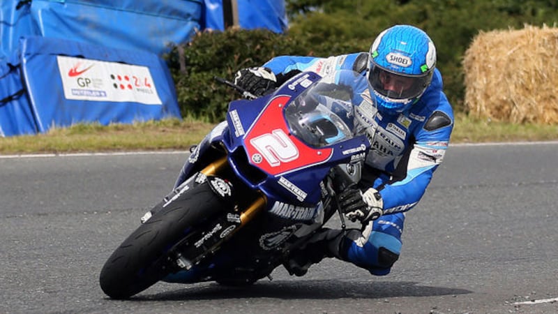 &nbsp;Dean Harrison racing for Mar-Train in the Superstock race at last year's Ulster Grand Prix