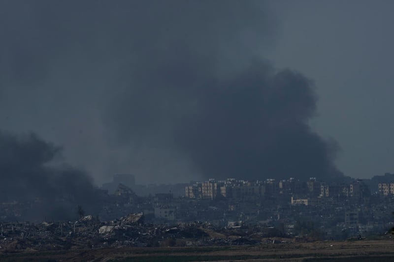 Smoke rises following an Israeli bombardment in the Gaza Strip