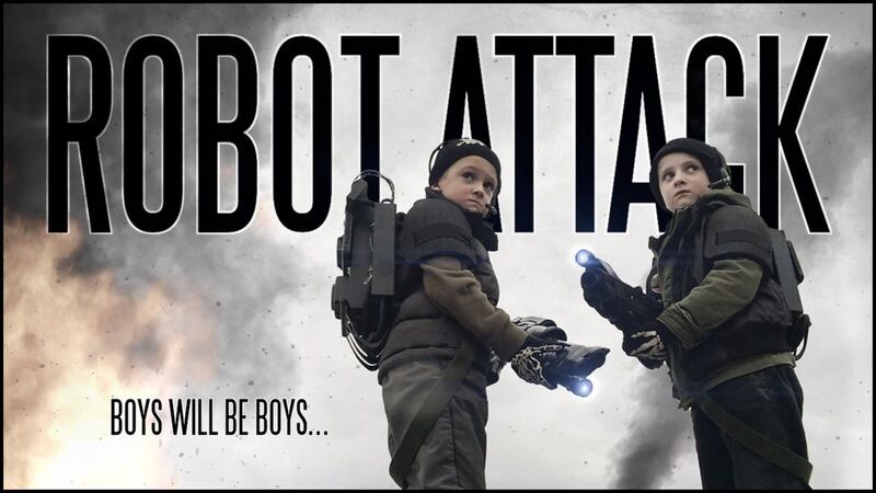 Brian Vowles spent four years creating Robot Attack starring his two young sons Dylan, six, and Brandon, seven, in a film shot entirely on his iPhone.