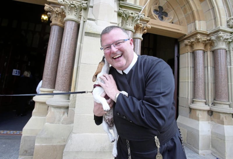 Clonard Rector Fr Noel Kehoe:  All welcome on day one of the annual Clonard Novena in west Belfast Picture Mal McCann. 