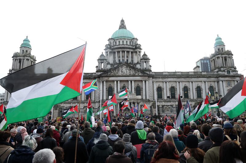 Pro-Palestine supporters march from Writers Square to City Hall on Holocaust Rememberance Day where a number of people from Jews for Palestine addressed the large crowd. PICTURE MAL MCCANN