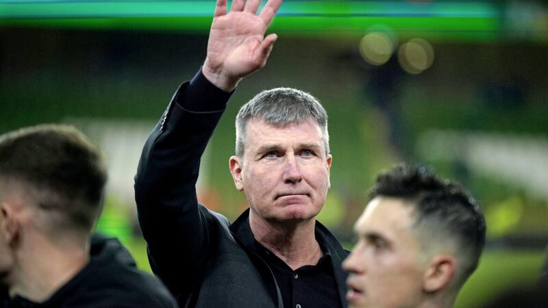 Republic of Ireland head coach Stephen Kenny acknowledges the fans after the final whistle against New Zealand 