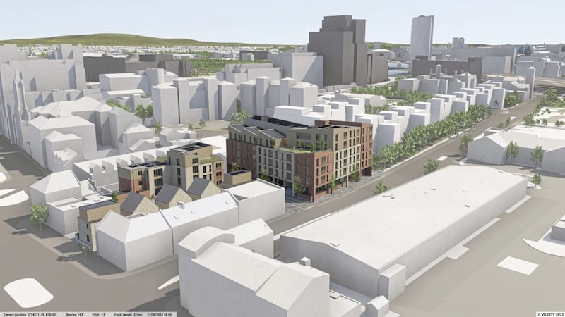 CGI showing the location of the Sailortown schemes on Pilot Street. (Image: RPP Architects/Belfast Harbour)