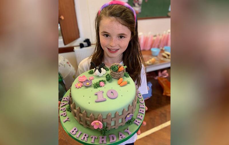 &nbsp;Rebecca Kelly on her 10th birthday with her cake featuring Max the wallpaper munching bunny rabbit&nbsp;
