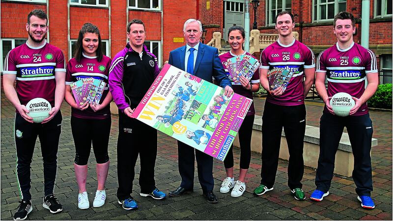 COOL FOR SCHOOLS: Launching The Irish News School Coaching Days in conjunction with St Mary&rsquo;s University College, O&rsquo;Neills and Strathroy Dairies are (left to right) St Mary&rsquo;s students Ruairi Wilson and Aislinn McFarland; GAA development officer, Gavin McGilly; The Irish News&rsquo; sports editor, Thomas Hawkins; and St Mary&rsquo;s students Colleen McVeigh, Caolan McConville and Kyle Mallon