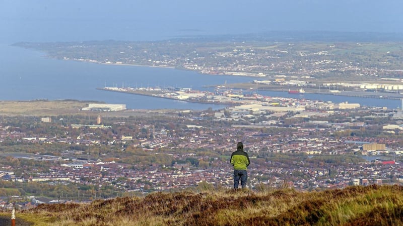 Looking down over north Belfast and Belfast Lough from the Divis and Black Mountain Ridge Trail. Picture by Mal McCann 