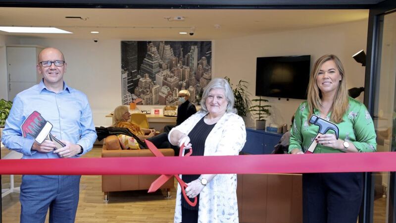 Pictured at the official opening of the newly refurbished Antrim Road scheme are (from left) Jim Dennison, chief executive at Simon Community; Liz Lundy, acting project manager at 242 Antrim Road; and Grainne Donnelly, supported housing manager at Choice Housing 