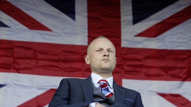 Loyalist blogger Jamie Bryson speaking at an anti-protocol protest last year. Picture by Brian Lawless, Press Association 