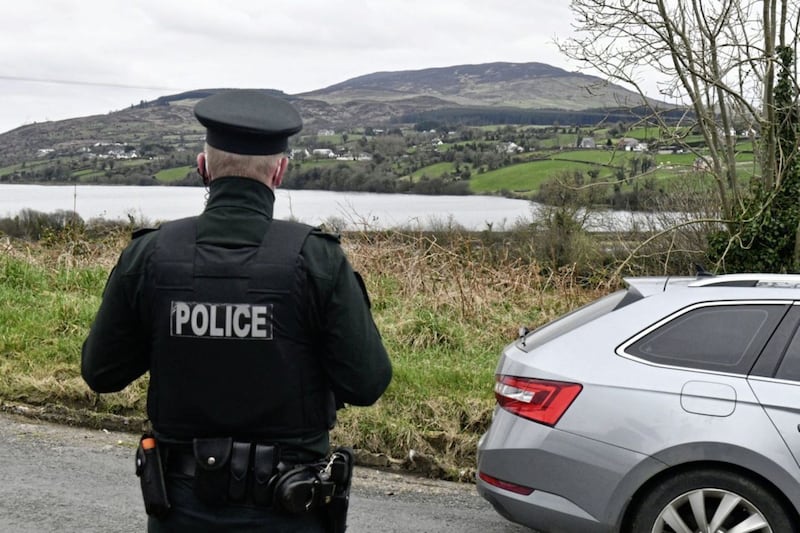 Police sealed off approaches on the Newton Road at Camlough Lake in south Armagh 