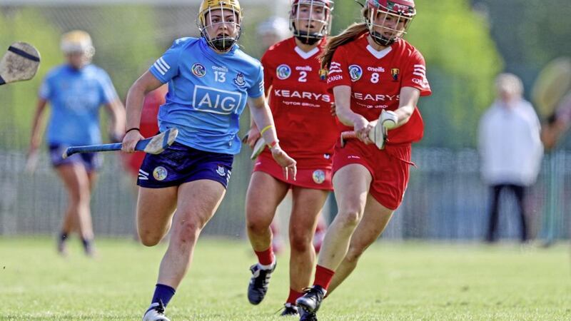 Cork&rsquo;s Katie O&#39;Mahoney with Elyse Jamieson Murphy of Dublin during Cork&#39;s win in the Glen Dimplex Senior All-Ireland Camogie Championship Picture: Evan Treacy/Inpho 