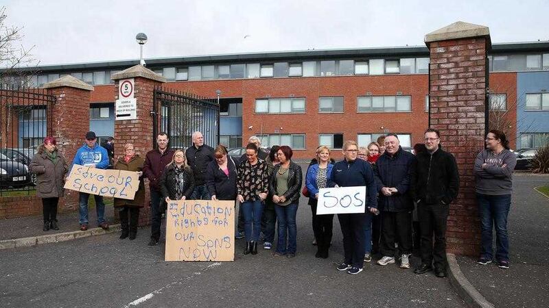Parents of La Salle pupils continue to protest outside the school. Picture by Mal McCann 
