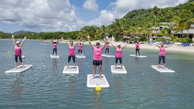 A Floatfit Caribbean class on Aquaphysical&#39;s Aquabase boards &ndash; you&#39;re working your core by just staying upright 