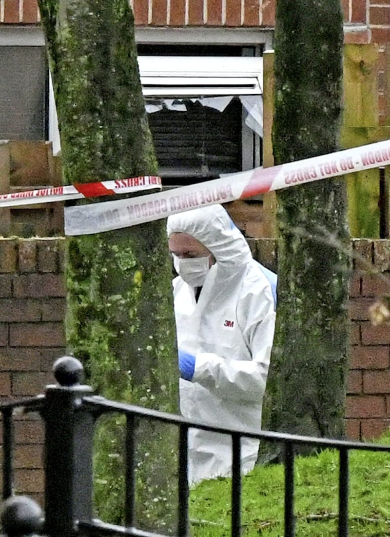 Windows in the house were damaged and a garden shed was destroyed in the blast. Picture by Alan Lewis, Photopress 