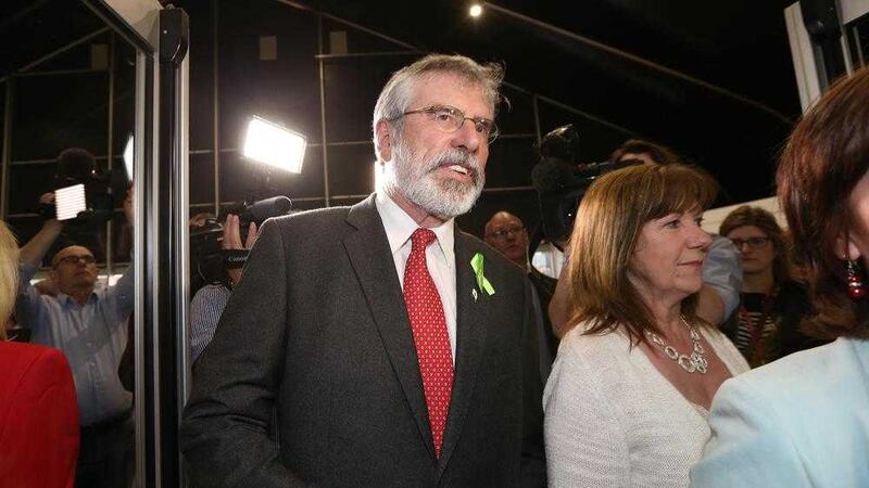 Sinn F&eacute;in leader Gerry Adams in the Titanic Exhibition Centre in Belfast. Picture by Hugh Russell 