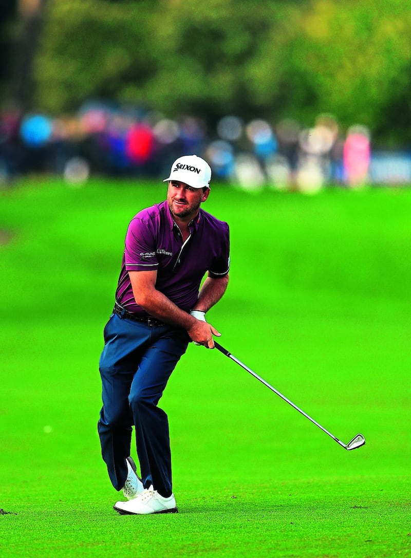 &nbsp;Graeme McDowell&nbsp;pictured during yesterday&rsquo;s second round of the British Masters at the grove, Chandlers Cross.&nbsp;McDowell carded a 68 to match his score in Thursday&rsquo;s opening round and sits at six under par, five shots off the lead set by England&rsquo;s Richard Bland. Paul McGinley carded a 67 to move to five under after two rounds, while Shane Lowry shot a 70 and is poised at &nbsp;four under par at the halfway mark.&nbsp;Michael Hoey shot 71 after his 75 on day one and missed the cut&nbsp;Picture by PA