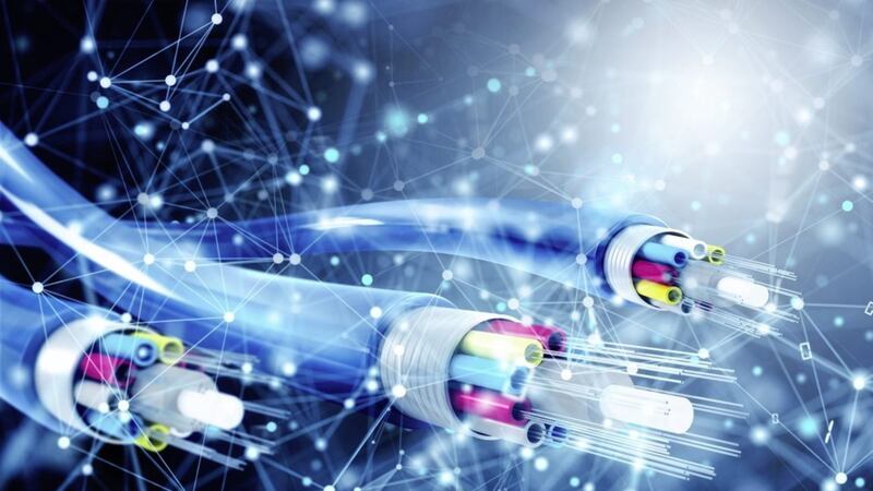 Internet connection with the optical fiber. Concept of fast internet. 